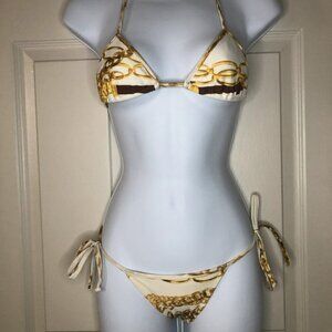 Rio de Sol Cream Gold Chain Brazilian Bikini XS